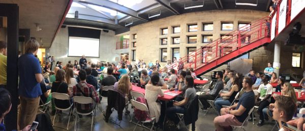 The workshop was held in the atrium of the Peterson Build which houses the d.school